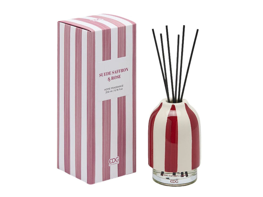 EDG Enzo De Gasperi Diffuseur Bouteille Rayures Safran et Rose 200 ml – Diffuseur Ambiance