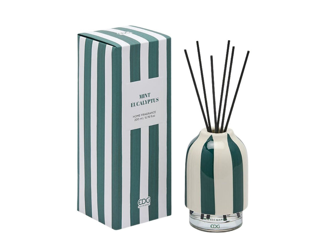 EDG Enzo De Gasperi Diffuseur Bouteille Rayures Menthe Eucalyptus 200 ml – Diffuseur Intérieur