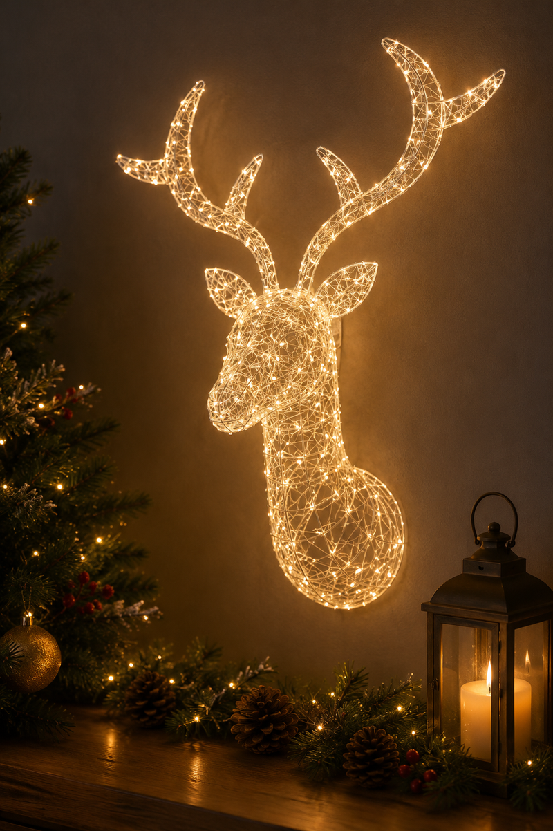 EDG Enzo De Gasperi Décoration Renne Pearls Noël 300 MicroLED H 90 cm L 90 cm L 35 I44 Or clair