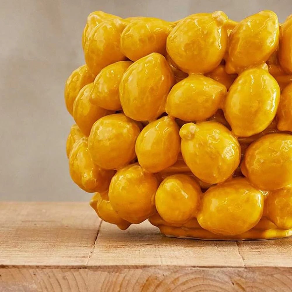 EDG Enzo De Gasperi Vase Citron Chakra H 24 Cm D 42 Cm Jaune 81 Fruits