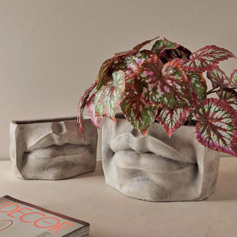 Vase en ciment EDG Enzo De Gasperi Lèvres H 13,5 cm L 21 cm L 12,5 cm Gris