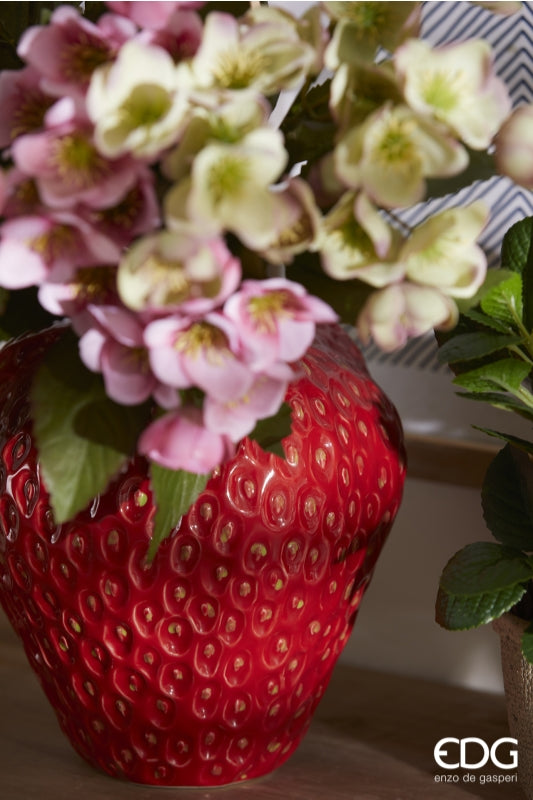 Vase Chakra Fraise EDG Enzo De Gasperi H 21 cm P 20 cm Corail