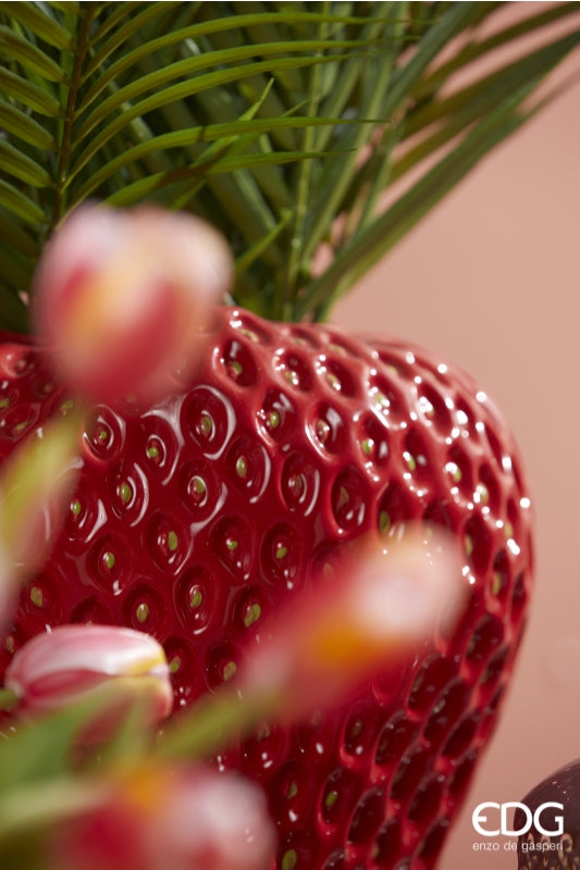 Vase Chakra Fraise EDG Enzo De Gasperi H 37 cm P 25 cm Corail
