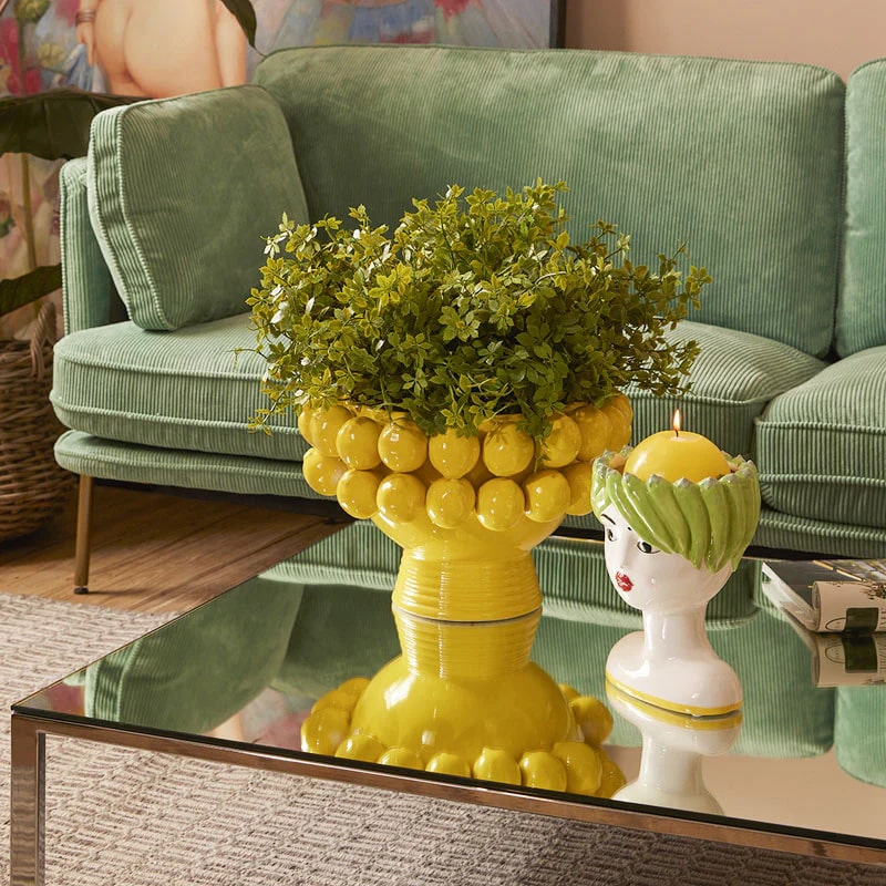 EDG Enzo De Gasperi Chakra Citron Vase Coupe H 19 Cm D 45 Cm