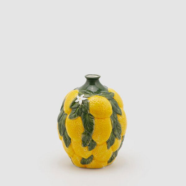 Vase citronnier à feuilles EDG Enzo De Gasperi H 19 cm P 14 cm Jaune Vert