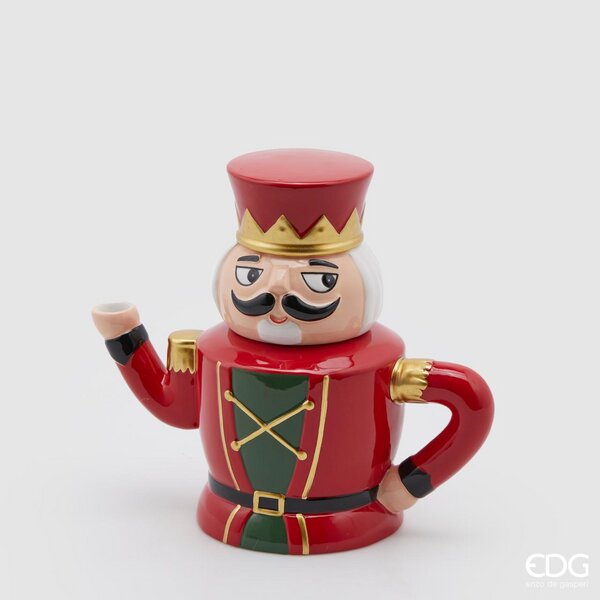 Théière Soldat Noël EDG Enzo De Gasperi H19x22x10 Rouge Or