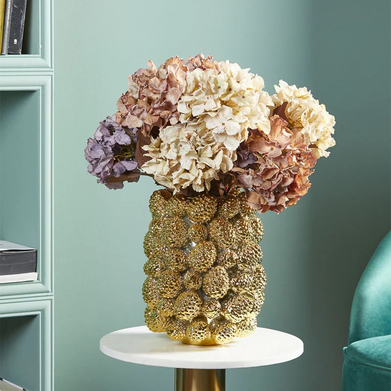 Vase en forme de pomme de pin Chakra EDG Enzo De Gasperi H 32 cm P 26 cm Doré