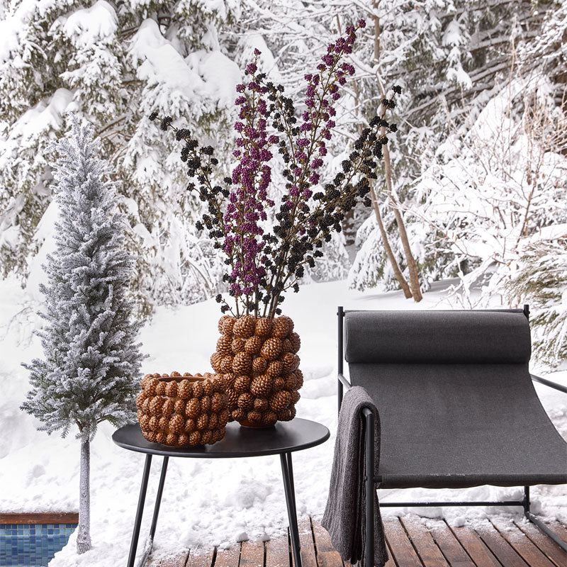 EDG Enzo De Gasperi Vase Chakra Pommes De Pin H 18 Cm D 24 Cm Camel