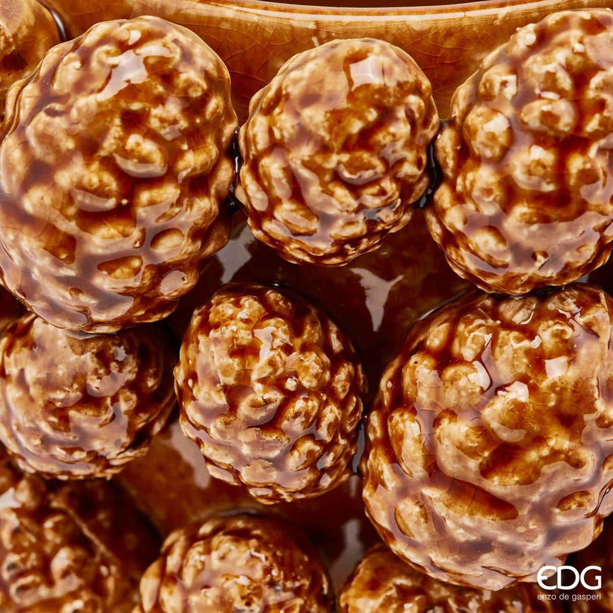 EDG Enzo De Gasperi Vase Chakra Pommes De Pin H 18 Cm D 24 Cm Camel