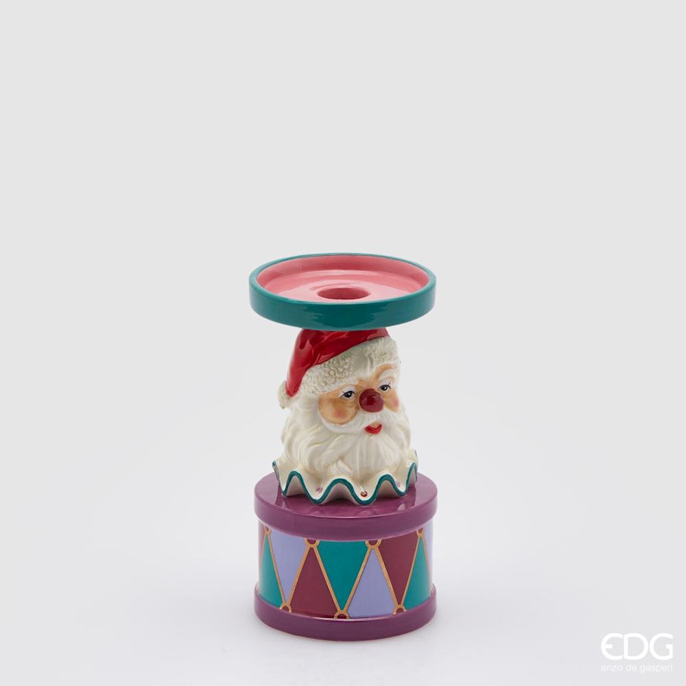 Bougeoir de Noël EDG Enzo De Gasperi Père Noël Clown H17 D9,5 Multicolore