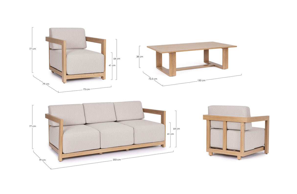 Bizzotto Set 4 Theseus Natural Living Room