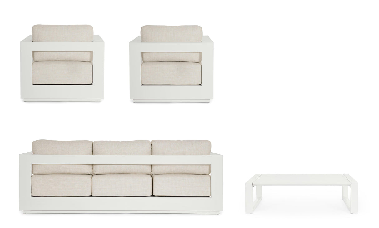 Ensemble de salon Bizzotto Moses 4 éléments blanc vapeur