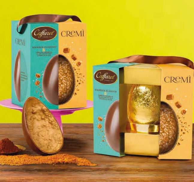 Caffarel Uovo Cremì Ass. Milk or Dark Chocolate or Gianduia with Hazelnuts or Pistachio 380 Gr 1 Pc