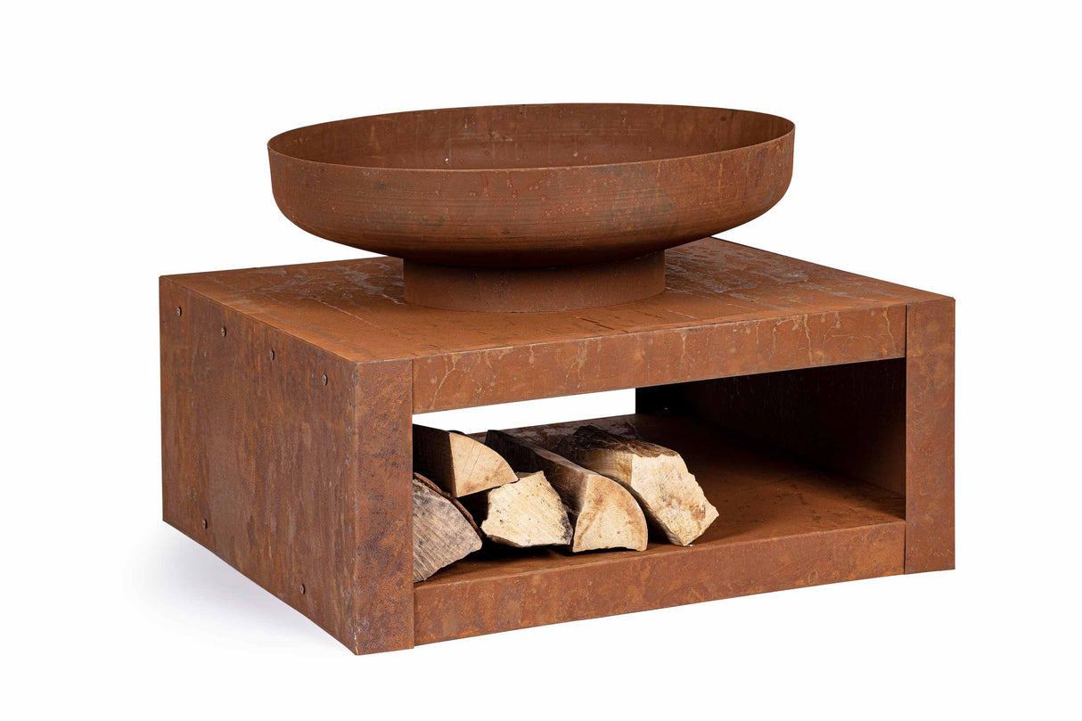 bizzotto bizzotto braciere con portalegna efesto h 38 cm l 70 cm l 70 cm effetto ruggine ean 8051836466852