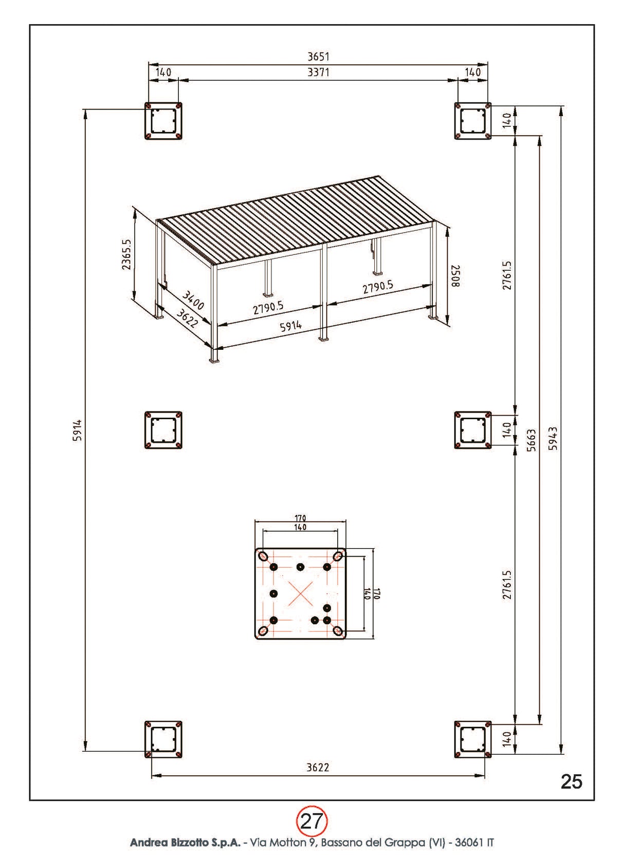bizzotto bizzotto pergola ocean 36 x 6 mt natural antracite ean 8051836480056