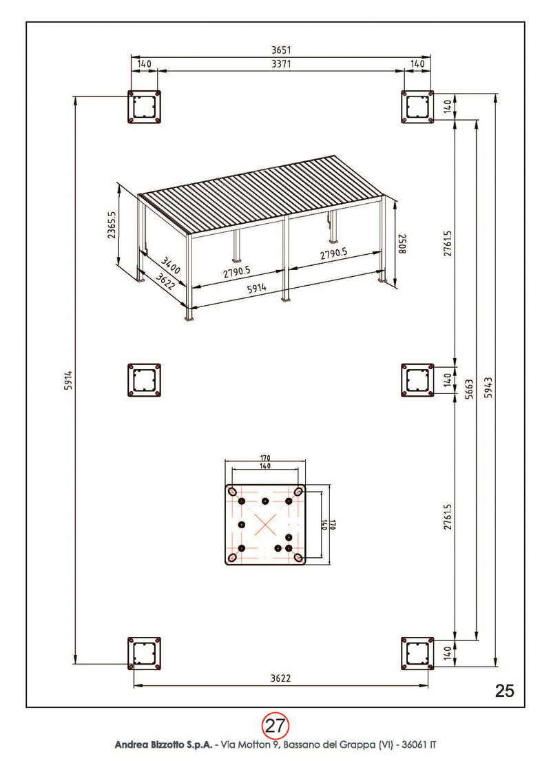 bizzotto bizzotto pergola ocean 36 x 6 mt natural antracite ean 8051836480056