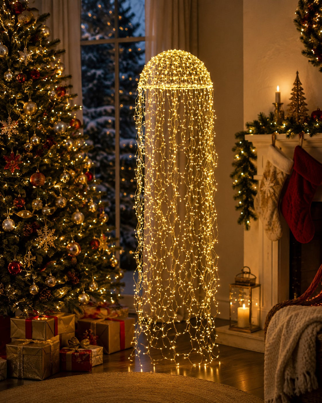 Bizzotto Lustre Argent 1280 MicroLED Lumière Chaude IP20 – Décoration Noël Lumineuse