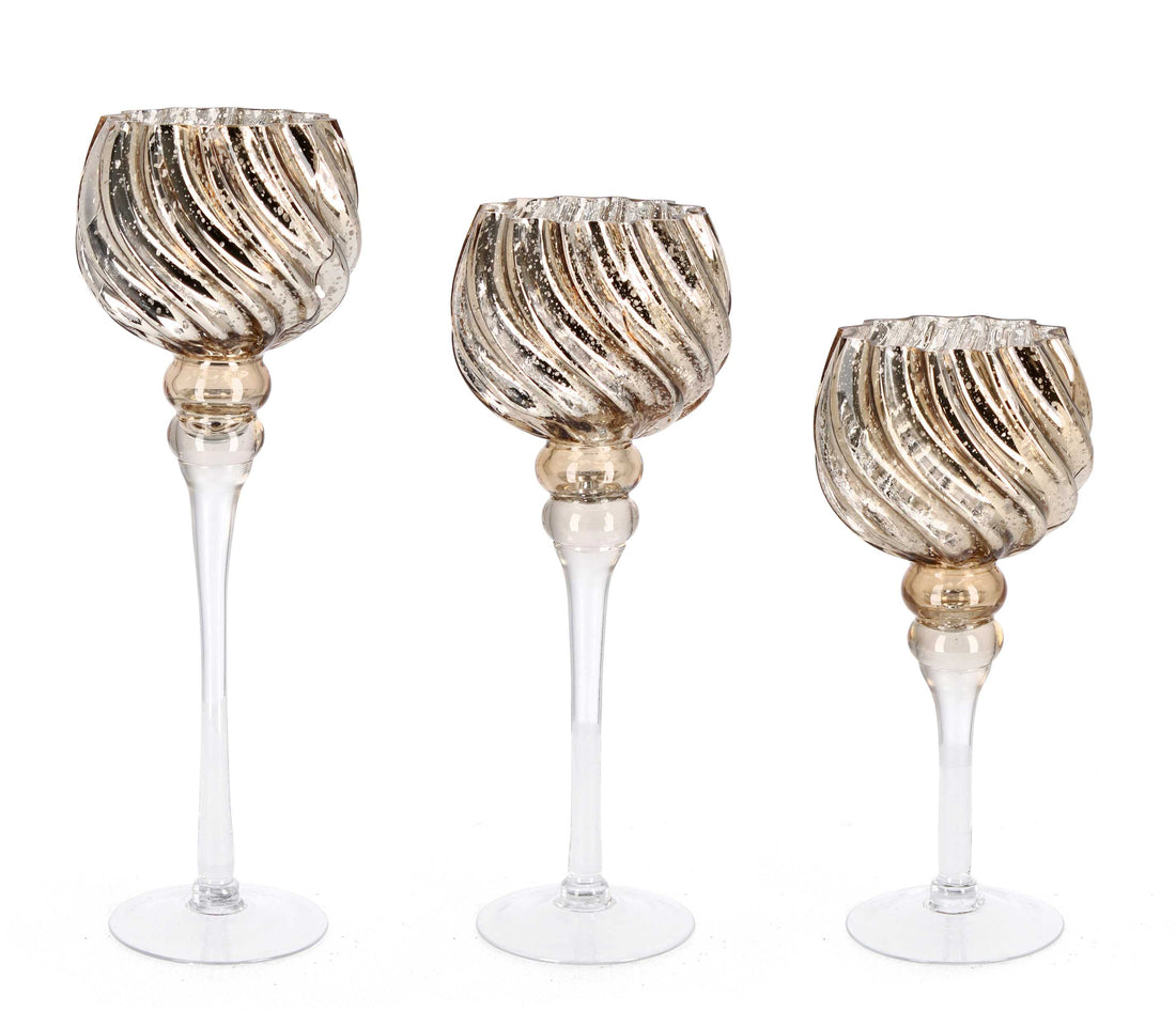 Ensemble de 3 bougeoirs de Noël Isabell de Bizzotto, calice en verre bronze