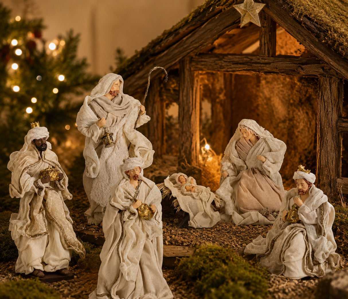Bizzotto Natività Majestic Rosa 6 Figure – Presepe Natalizio