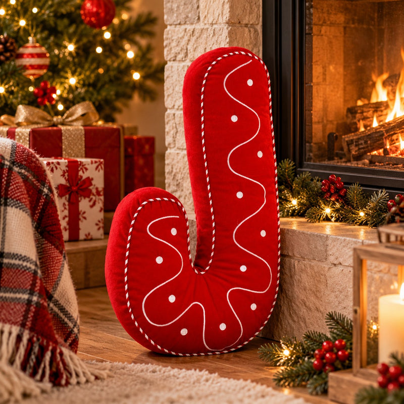 Coussin de Noël Toffee Bâton Rouge 35x60 cm – Coussin Décoratif de Noël avec Housse et Garnissage en Polyester