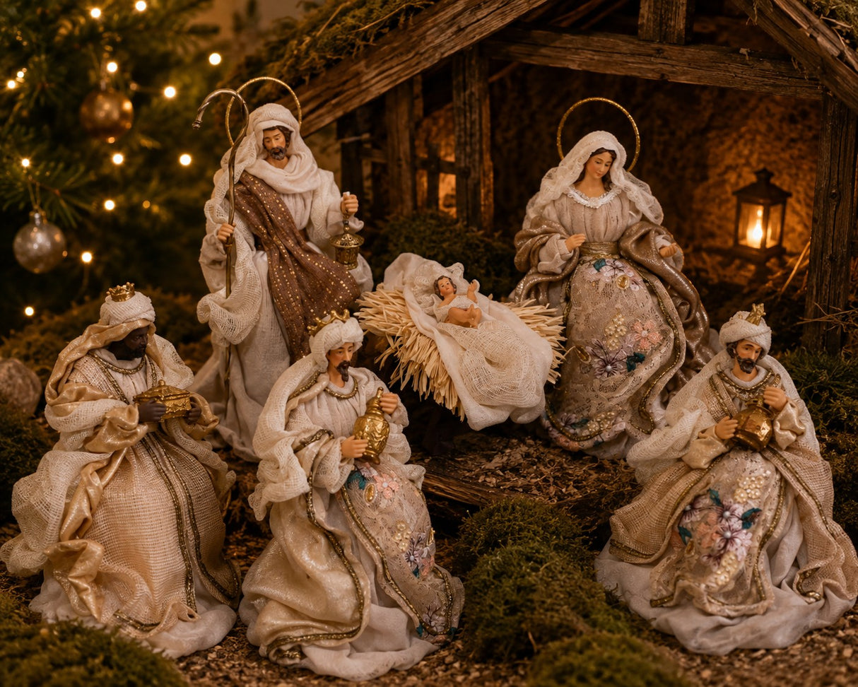 Bizzotto Natività Devoted Beige e Oro 6 Figure – Presepe Natalizio