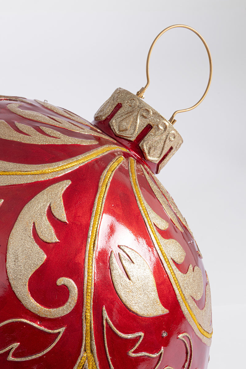 Bizzotto Décoration Sphérique Kinler Rouge avec 6 LED 68,6x53,3 cm – Sphère Lumineuse Décorative pour Noël
