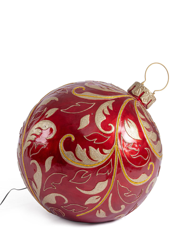 Bizzotto Décoration Sphérique Kinler Rouge avec 6 LED 68,6x53,3 cm – Sphère Lumineuse Décorative pour Noël