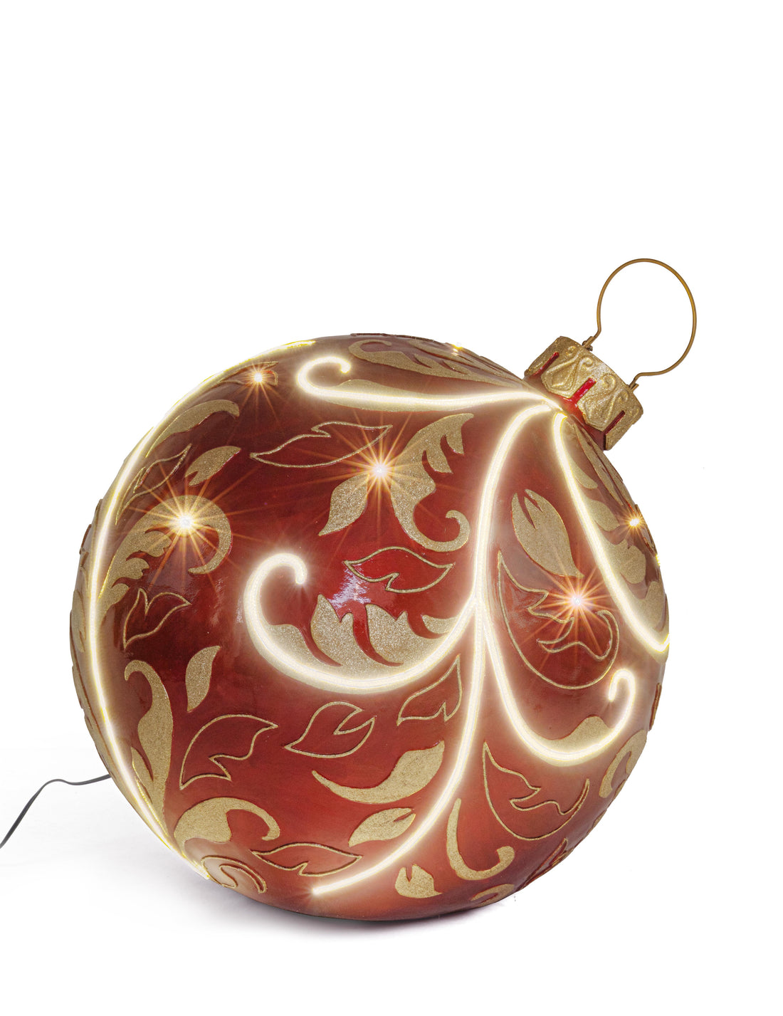 Bizzotto Décoration Sphérique Kinler Rouge avec 6 LED 68,6x53,3 cm – Sphère Lumineuse Décorative pour Noël