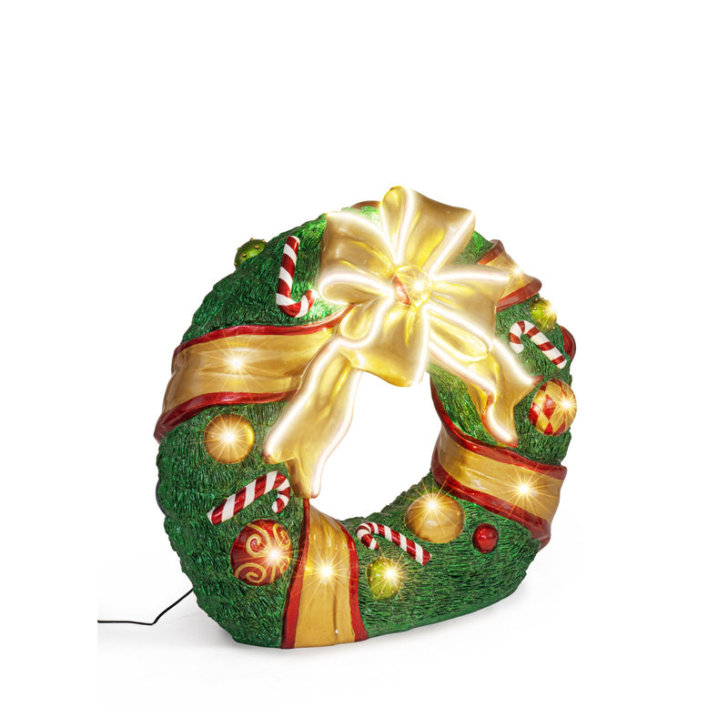 Bizzotto Couronne de Noël Kinler LED IP20 94x35,5xH87,6 cm – Décoration Festive Lumineuse