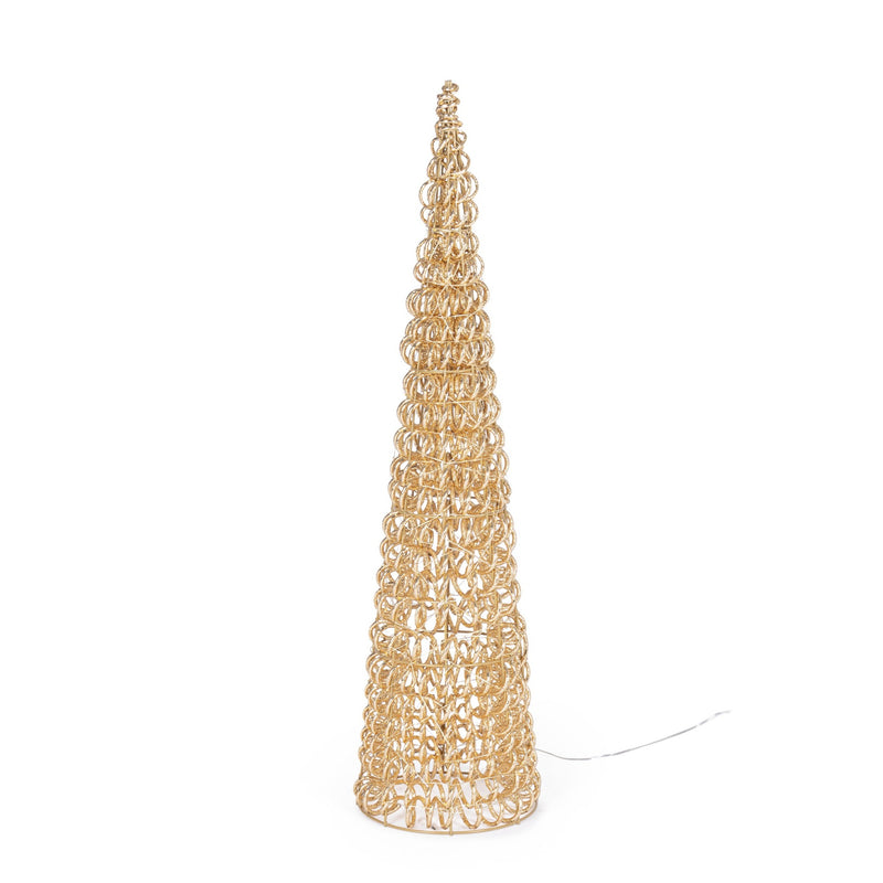Bizzotto Cono Natalizio Zoe Oro con 400 Micro LED Classic Ø20x80 cm Decorazione Luminosa