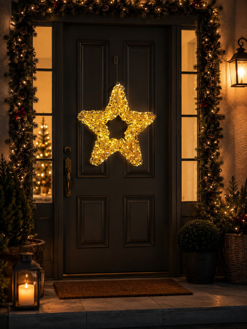 Bizzotto Stella Natalizia Zoe Oro con 500 Micro LED Classic 50x8x50 cm Decorazione Luminosa