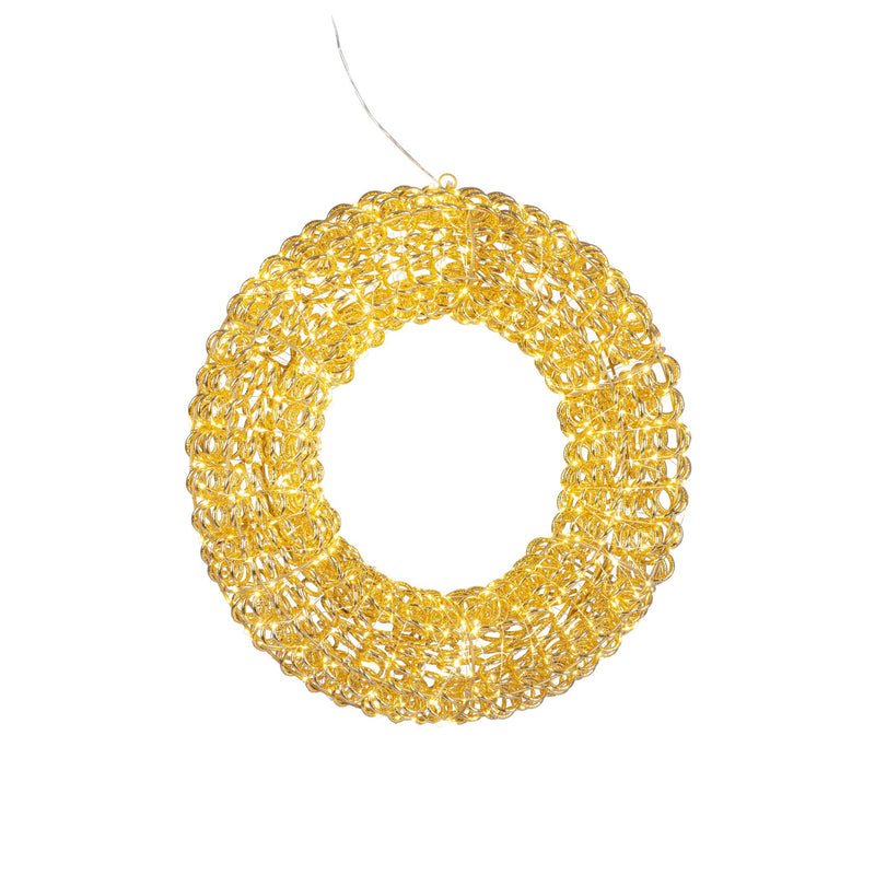 Bizzotto Couronne Noël Zoe Or avec 720 Micro LED Classic Ø58x13 cm Décoration Lumineuse