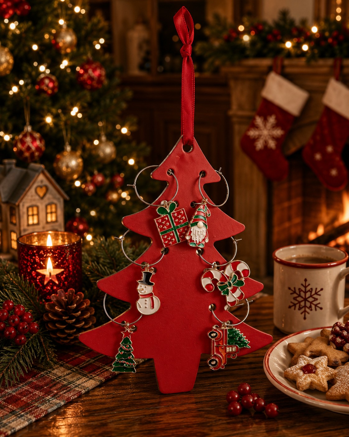 Bizzotto Set 6 Segnaposto Calice Atena Assortiti Decorazioni Natalizie per Tavola