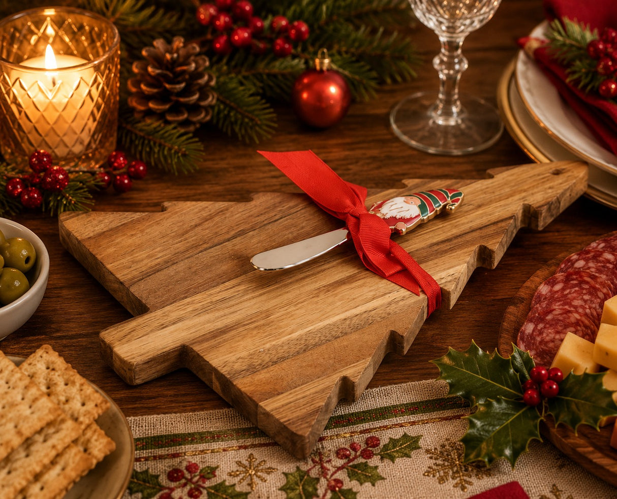 Bizzotto Tagliere Atena con Spatola Babbo Natale Accessorio Natalizio per Cucina e Tavola