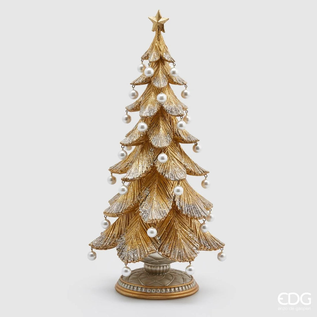 Sapin de Noël EDG Enzo De Gasperi en pin poly avec perles H 46 cm D 22 cm Or Argent