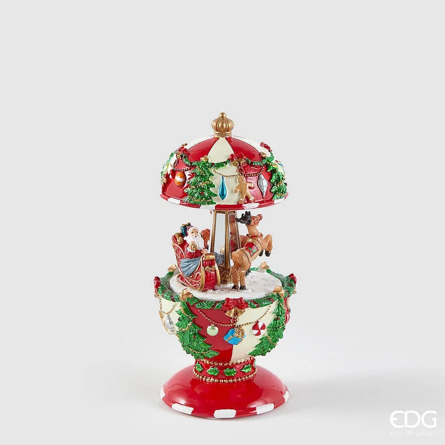 EDG Enzo De Gasperi Carillon Père Noël avec Traîneau H17 Ø8,5 cm Vert Rouge – Décoration de Noël