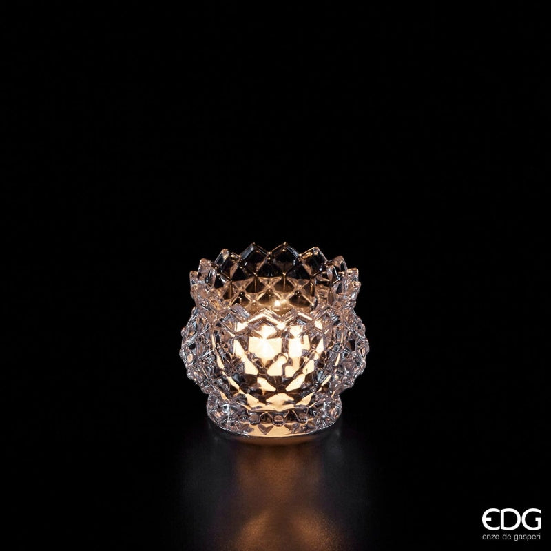 Bougeoir EDG Enzo De Gasperi bombé H 7 cm P 9,5 cm Naturel Transparent