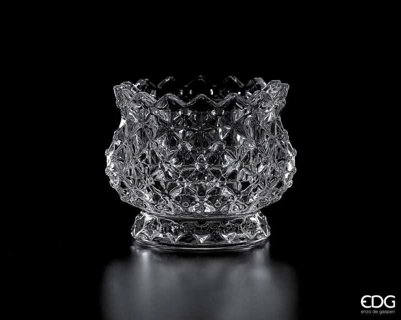 Bougeoir EDG Enzo De Gasperi bombé H 7 cm P 9,5 cm Naturel Transparent