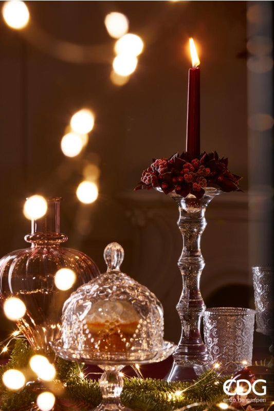 Bougeoir classique EDG Enzo De Gasperi Eos H 30 cm P 12 cm Naturel Transparent