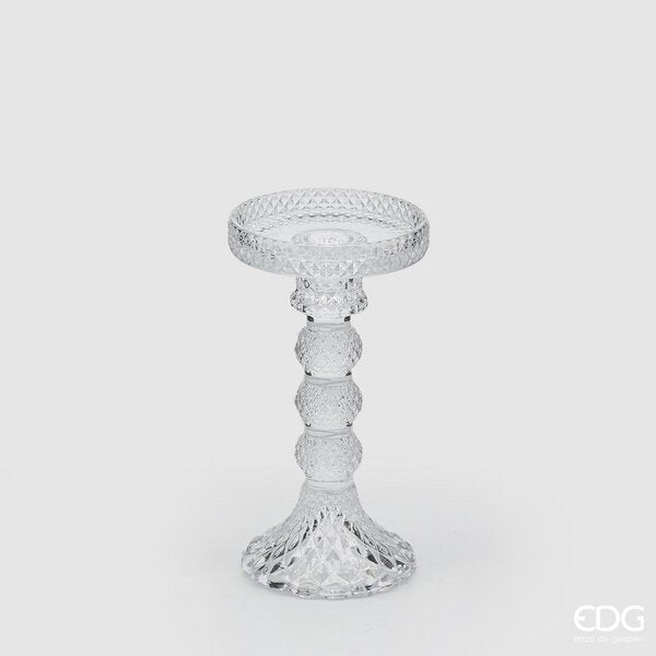 EDG Enzo De Gasperi Classic Candle Holder H16.7 D8.8 Natural Transparent
