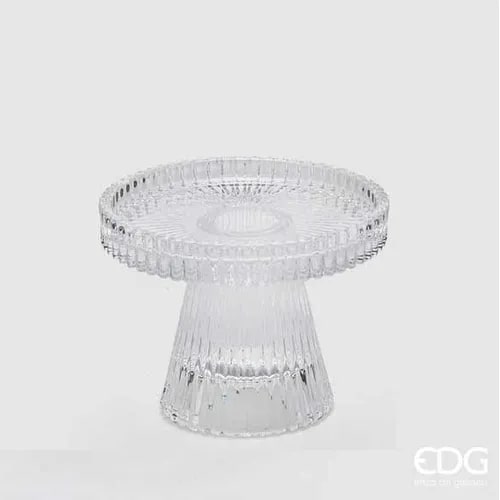 Bougeoir conique EDG Enzo De Gasperi Rayures H 7,5 cm P 9,8 cm Naturel Transparent
