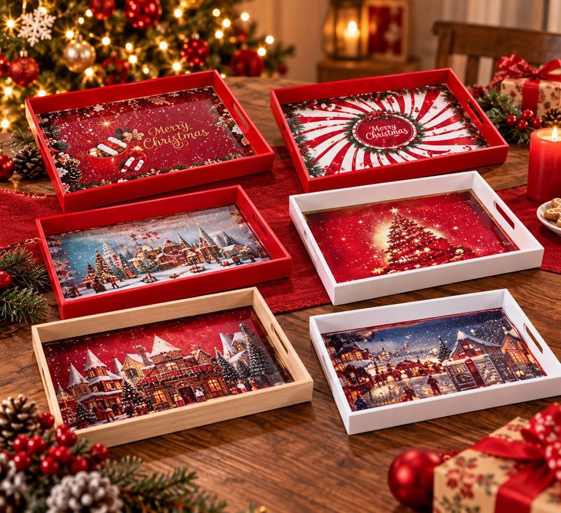 Plateau Rectangulaire de Noël Ad Trend en Plastique Assorti 40x30 cm 1 pcs – Accessoire Décoratif pour la Table de Noël