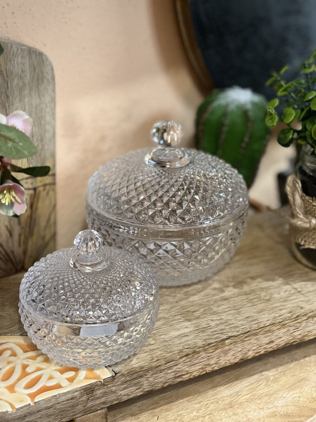 EDG Enzo De Gasperi Contenant Rond Rhombus H9 D9 Naturel Transparent