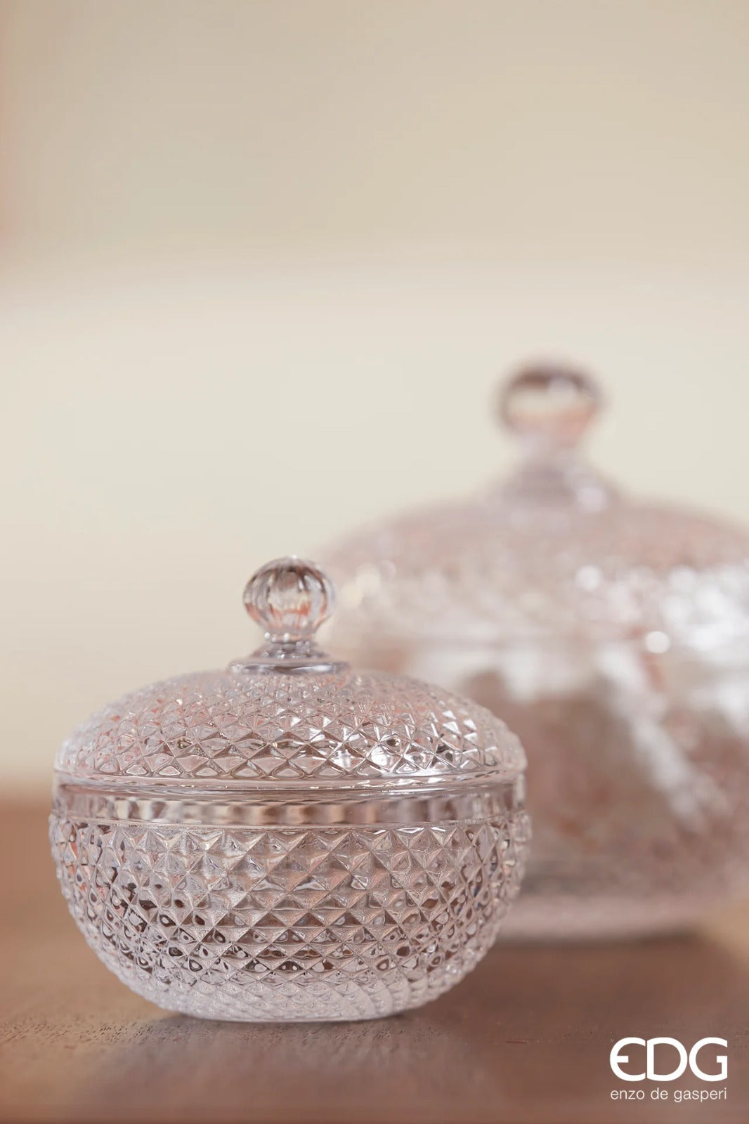 EDG Enzo De Gasperi Contenant Rond Rhombus H9 D9 Naturel Transparent