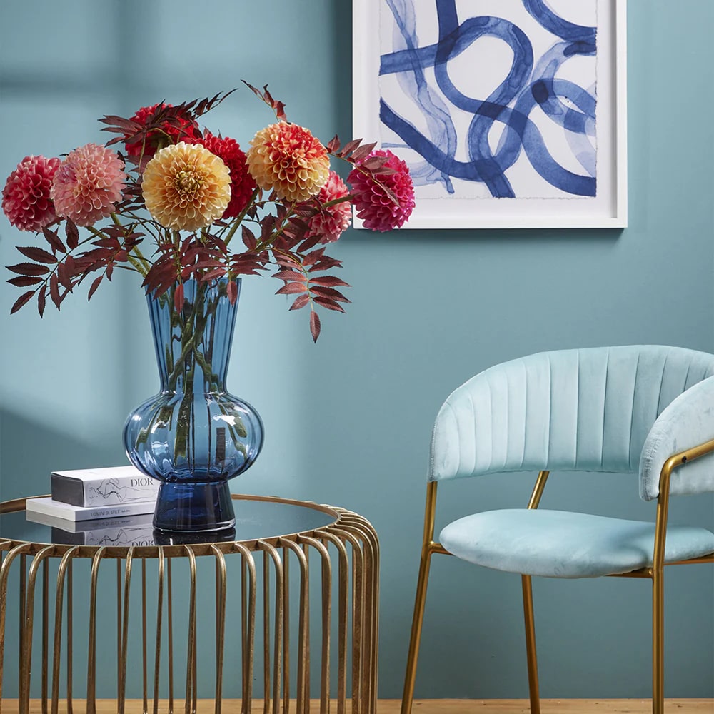 Vase rayé EDG Enzo De Gasperi avec sphère H 21 cm P 13,5 cm Bleu