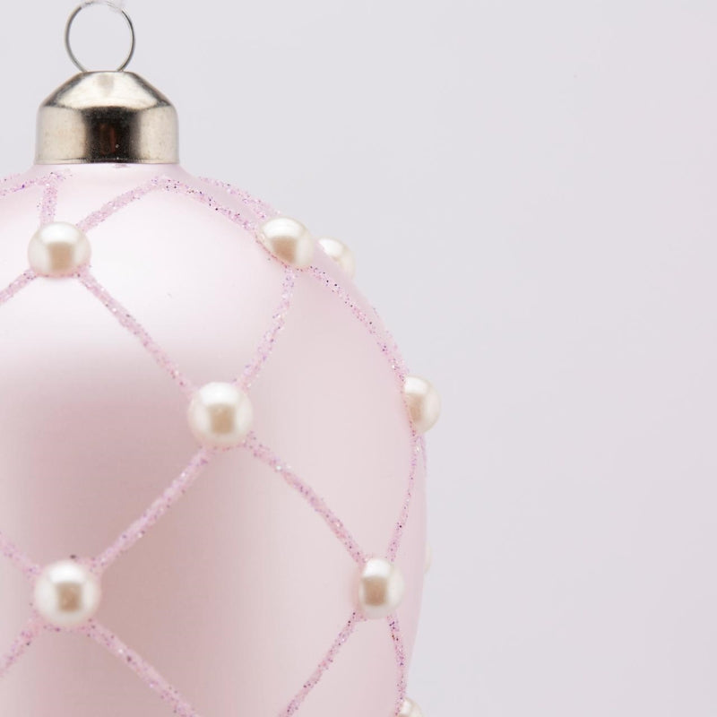 Décoration d'œuf en verre EDG Enzo De Gasperi avec perles H 11 cm P 8 cm Lavande