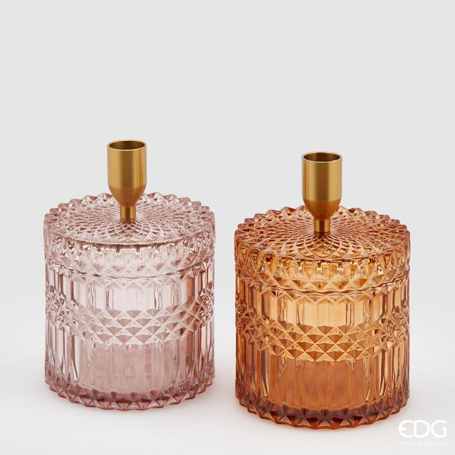 Bougeoir EDG Enzo De Gasperi avec récipient H15 P10,5 2 pièces assorties