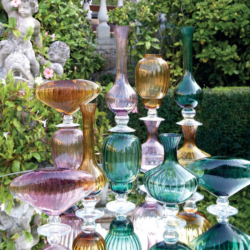 Vase Amphora EDG Enzo De Gasperi Rayures H 30 cm P 20 cm Coffret Cadeau Vert