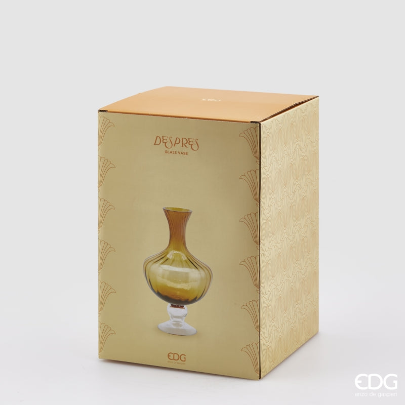 EDG Enzo De Gasperi Amphora Vase Stripes H 30 Cm D 20 Cm Amber Gift Box