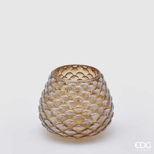 EDG Enzo De Gasperi Pine Cone Candle Holder H6.5 D7.5 Amber